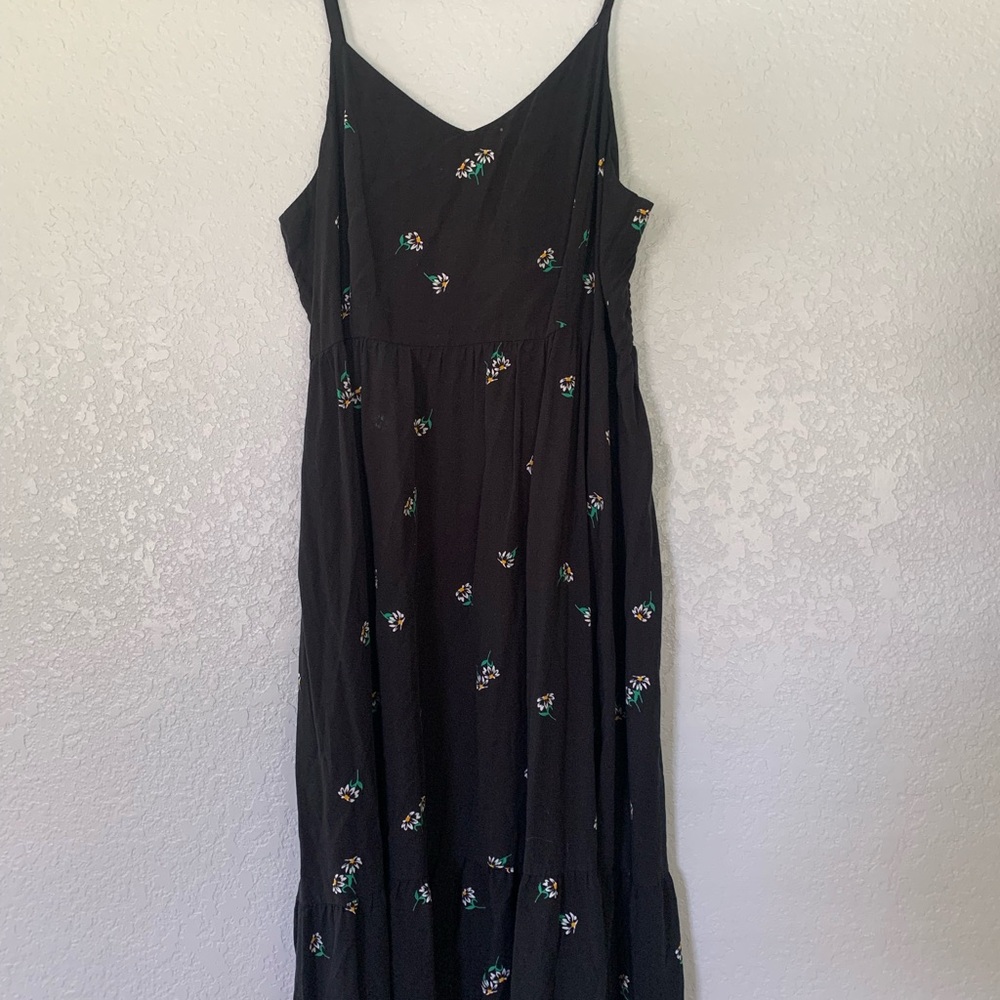 Old Navy Black Maxi Dress with Tiny Floral Print